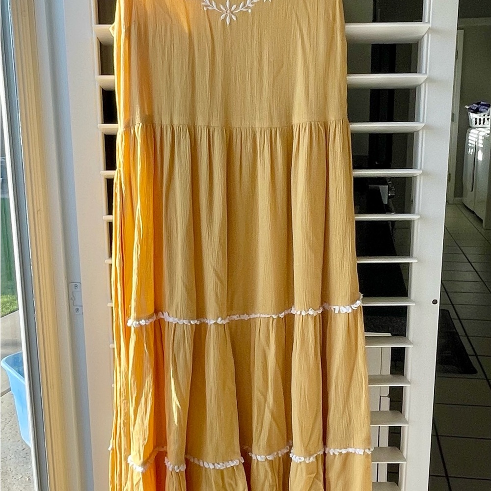 Joie Embroidered Yellow Sleeveless Midi-dress - Excellent Condition 🌷 - Picture 9 of 14